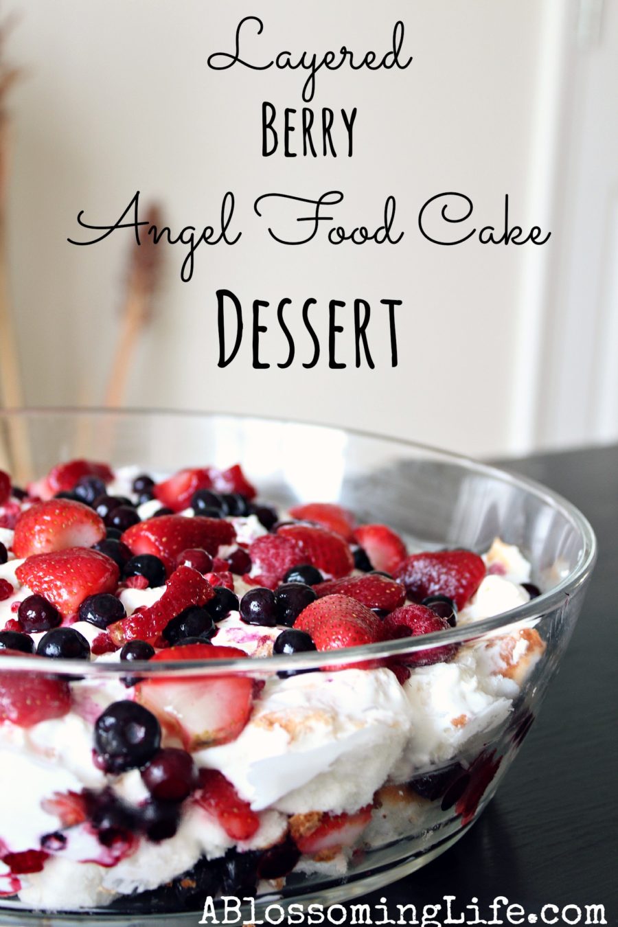 Layered angel food cake dessert