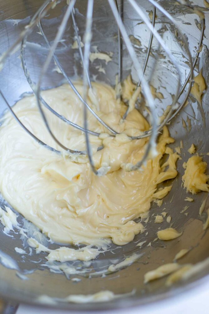 Honey and softened butter whipped together in a stand mixer with whisk attachment.