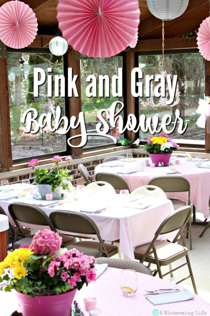 Gray and store pink baby shower