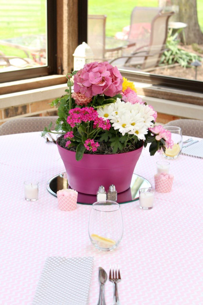 Pink and Gray Baby Shower Centerpieces