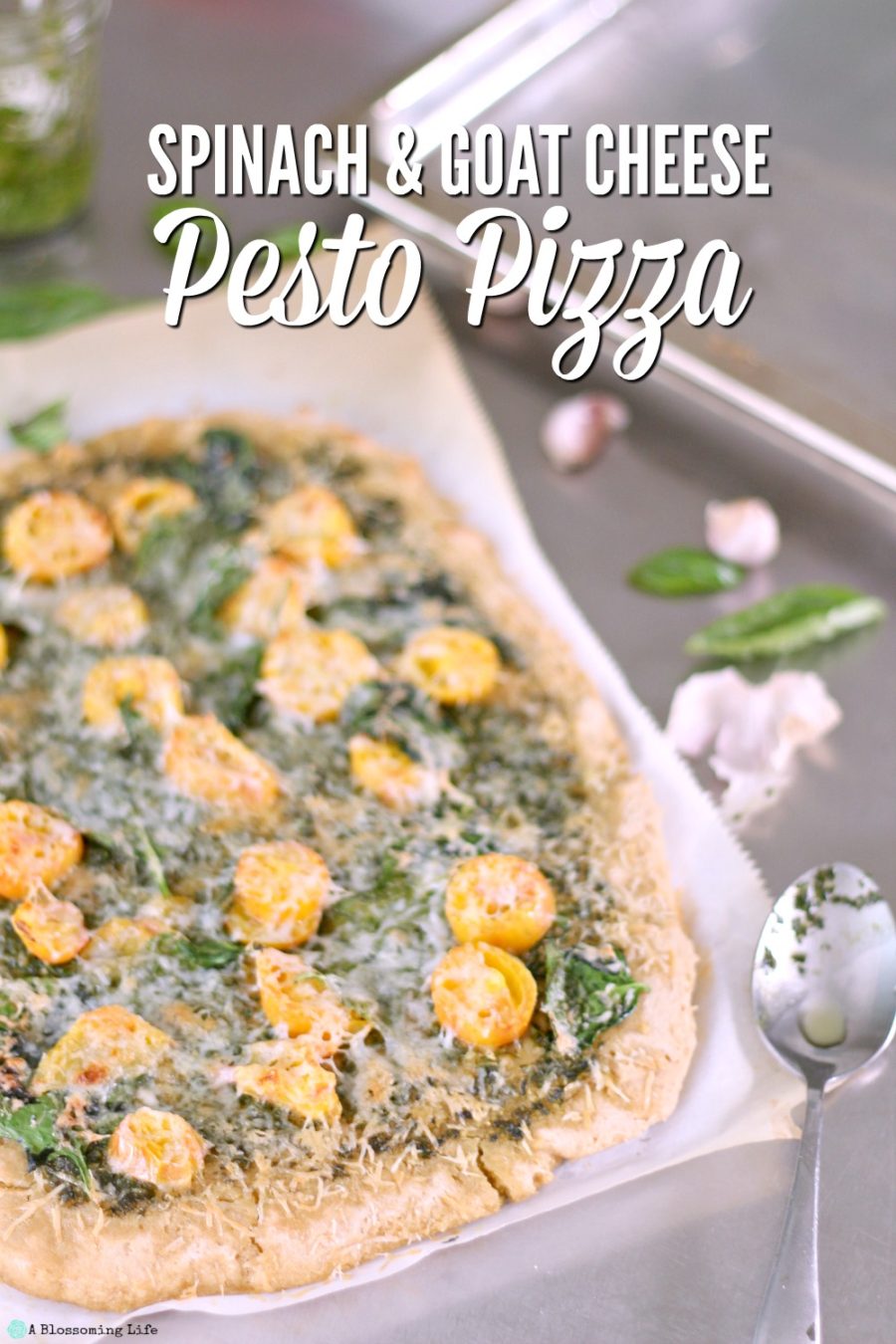 Spinach and Goat Cheese Pesto Pizza