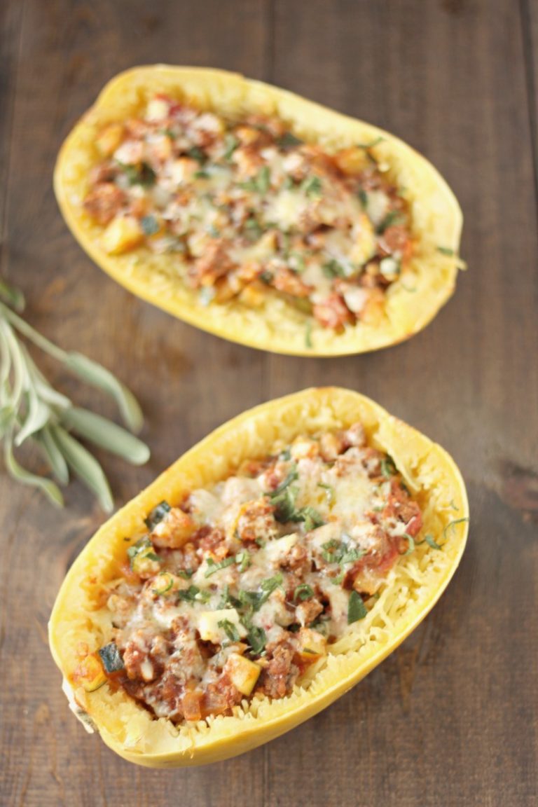 Cheesy Spaghetti Squash Bowl with Beef {GF} - A Blossoming Life