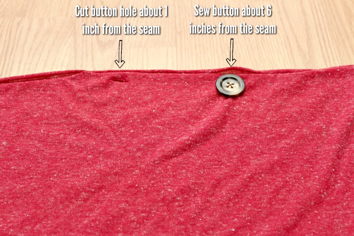 directions on where to place button and button hole on a DIY nursing scarf