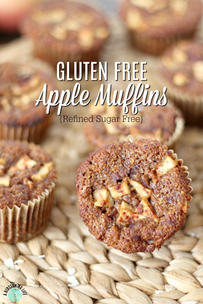 gluten free apple muffins on a rattan place mat