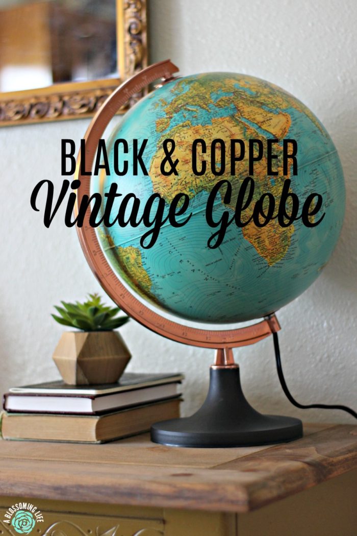 Black & Copper Vintage Globe