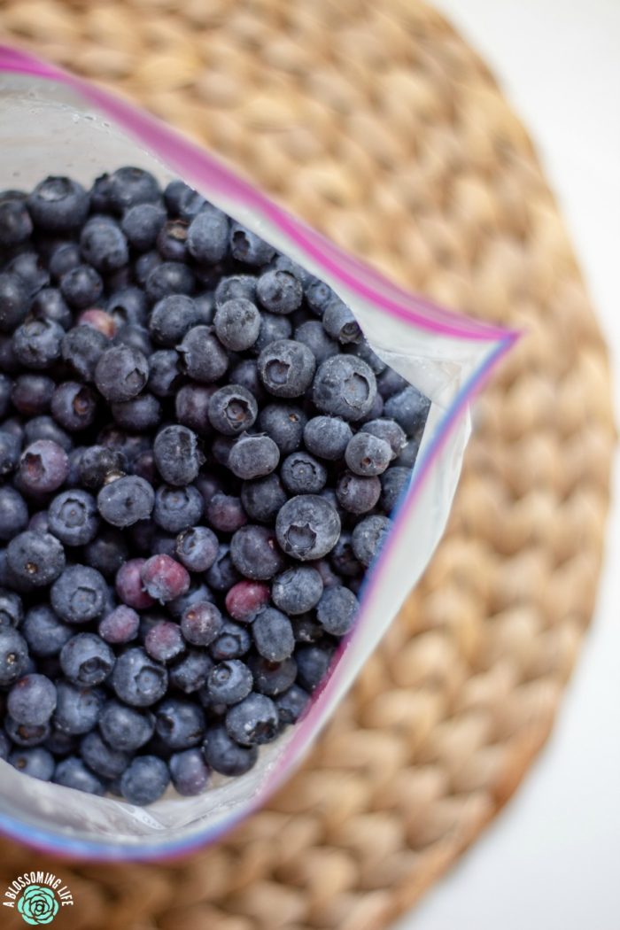 frozen blueberries in a plastic bag
