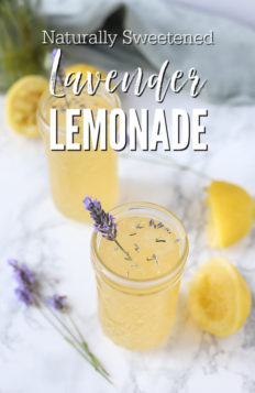 two glasses of lavender lemonade with dried lavender