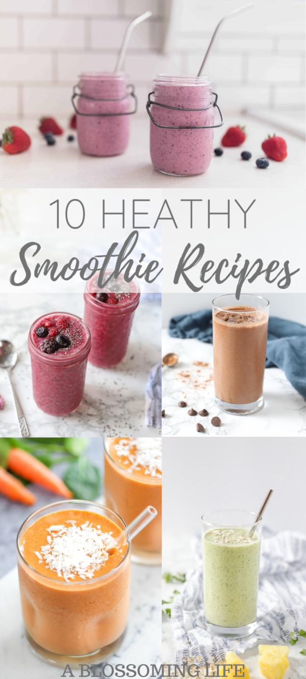 multiple pictures of healthy smoothies