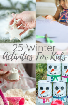 mutiple images of winter activities for kids