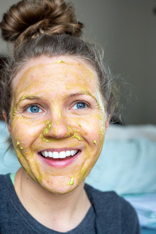 women wearing an avocado face mask