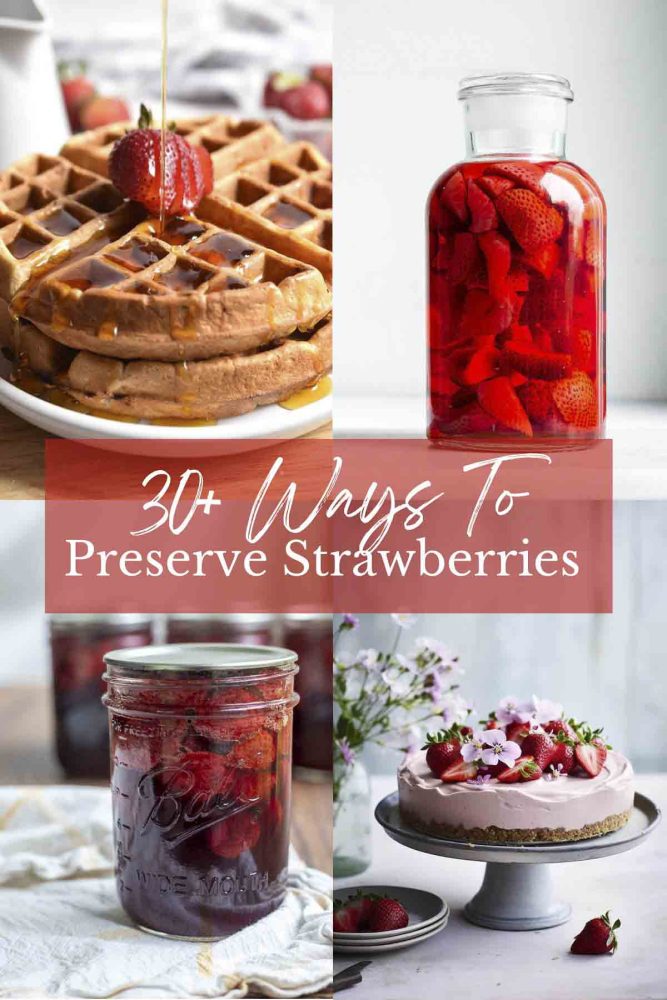 four pictures of strawberry recipes