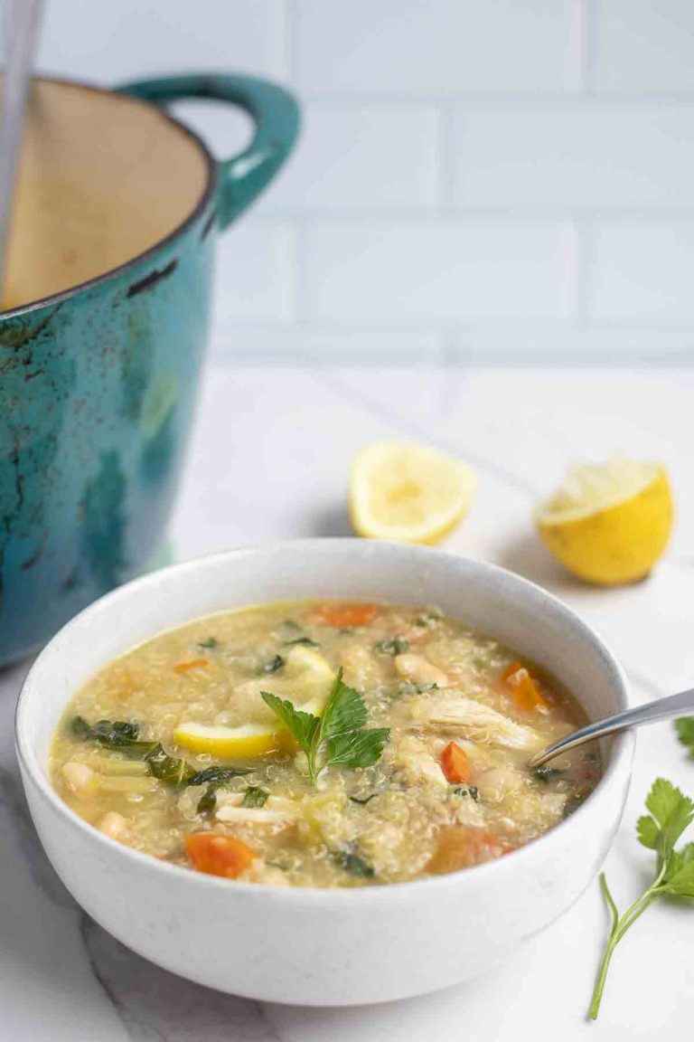 Easy Lemon Chicken Quinoa Soup - A Blossoming Life
