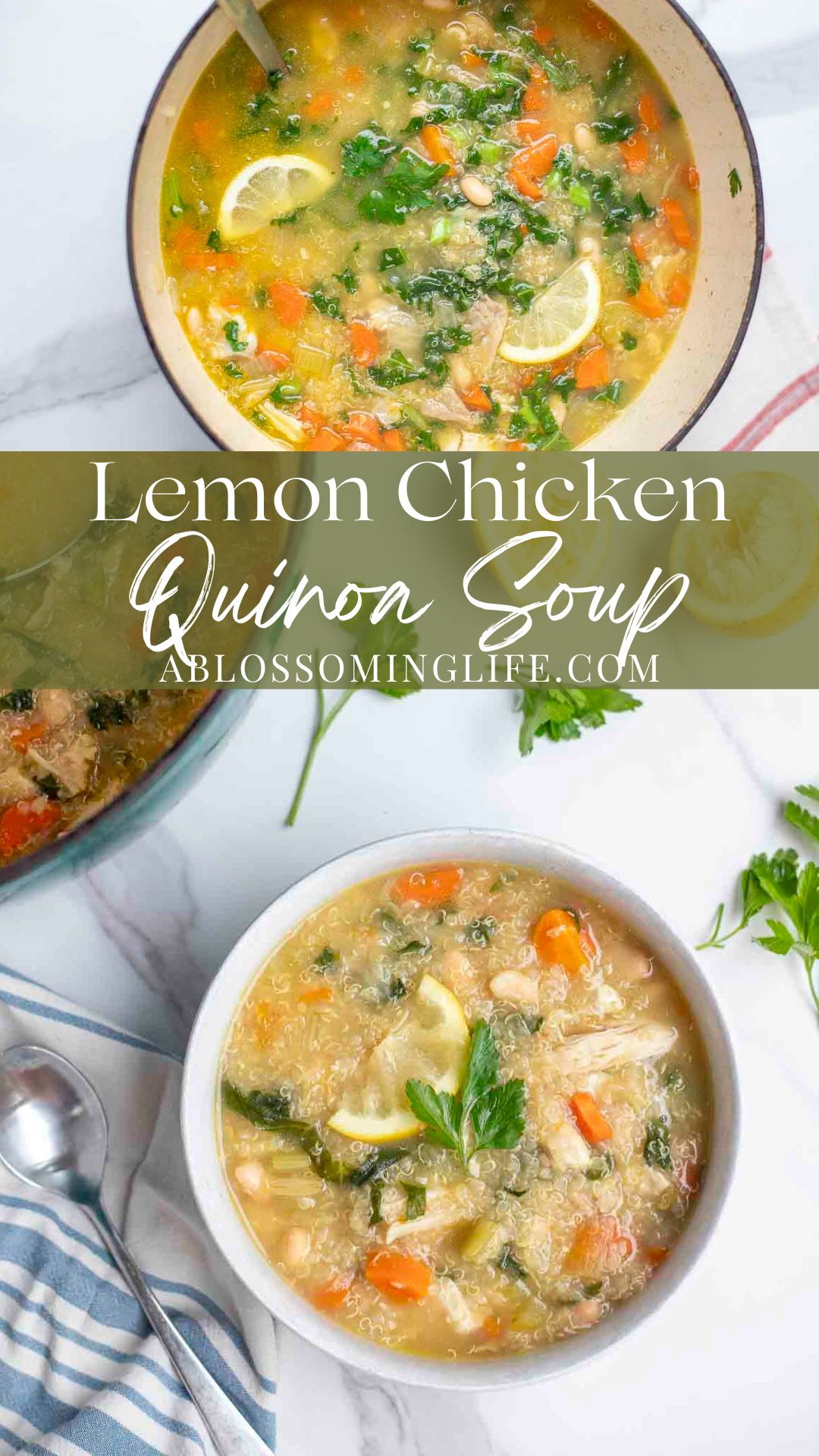 Easy Lemon Chicken Quinoa Soup - A Blossoming Life