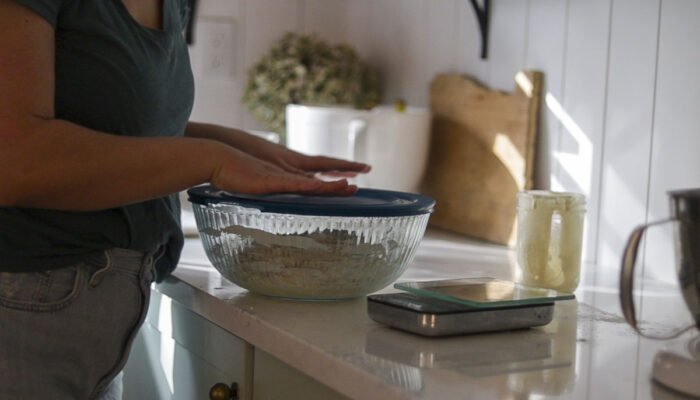 covering glass bowl with a plastic lid.