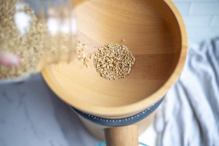 milling fresh milled wheat in a mill.