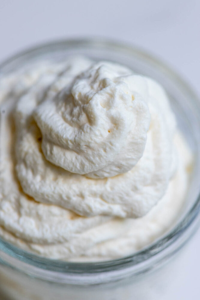 Close up picture of maple whipped cream.