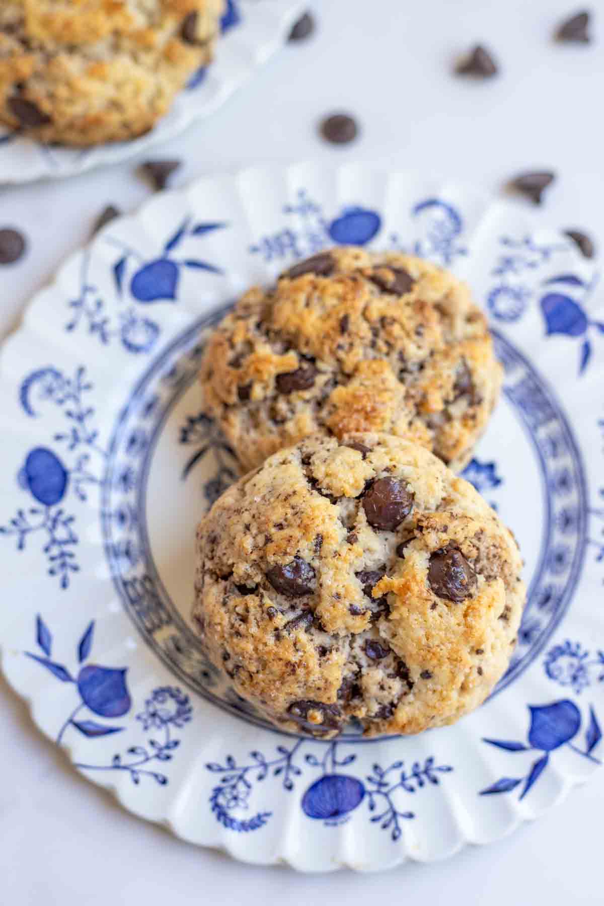 Two sourdough scones on a plate.