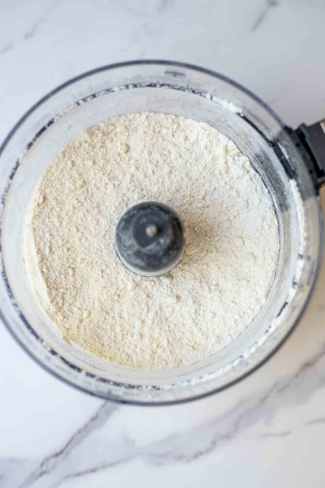 Butter added to dry ingredients.